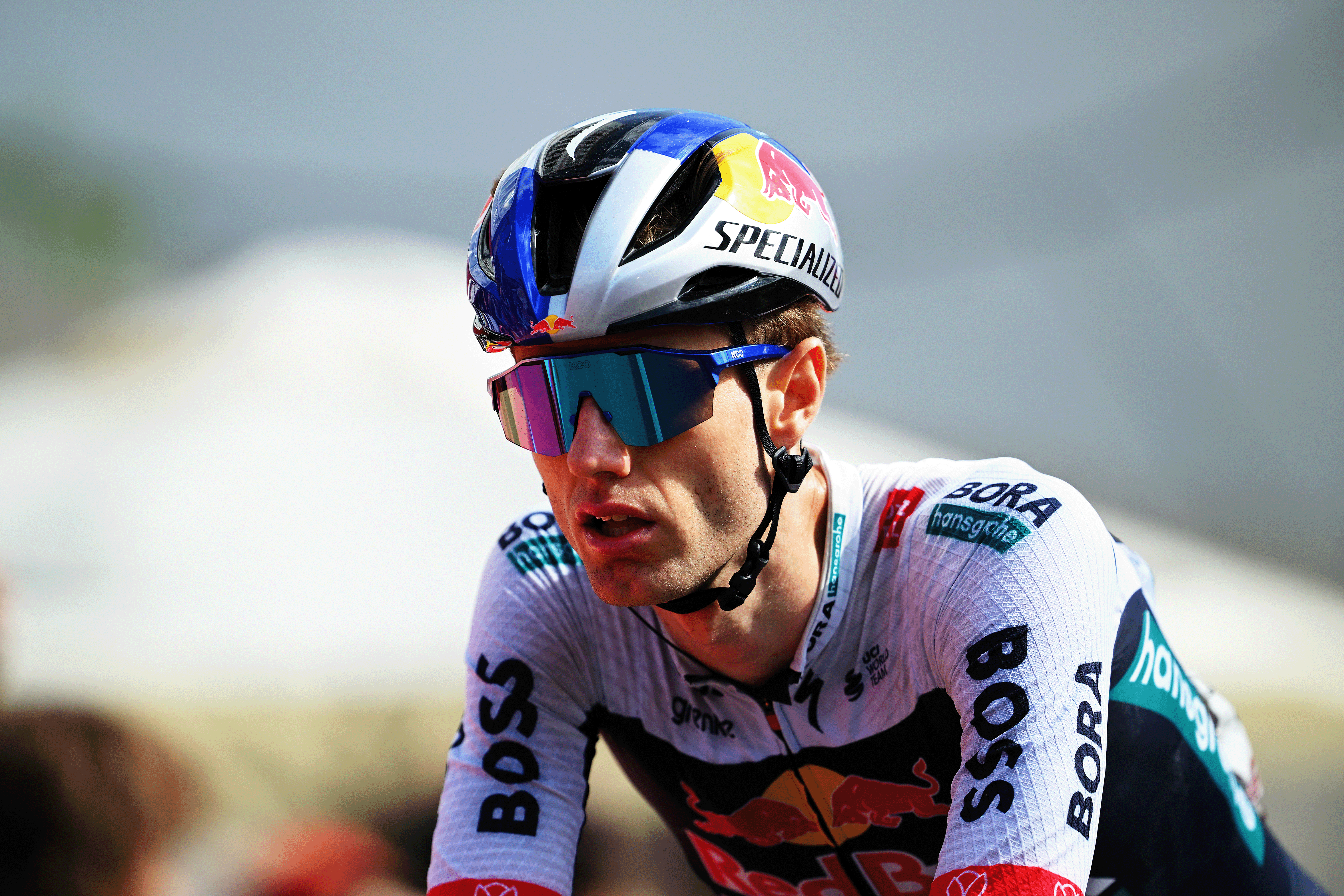 MONFORTE DE LEMOS, SPAIN - SEPTEMBER 07: Finn Fisher-Black of New Zealand and Team Red Bull - BORA - hansgrohe crosses the finish line during the La Vuelta - 80th Tour of Spain 2025, Stage 15 a 167.8km stage from A Veiga-Vegadeo to Monforte de Lemos / #UCIWT / on September 07, 2025 in Monforte de Lemos, Spain. (Photo by Tim de Waele/Getty Images)