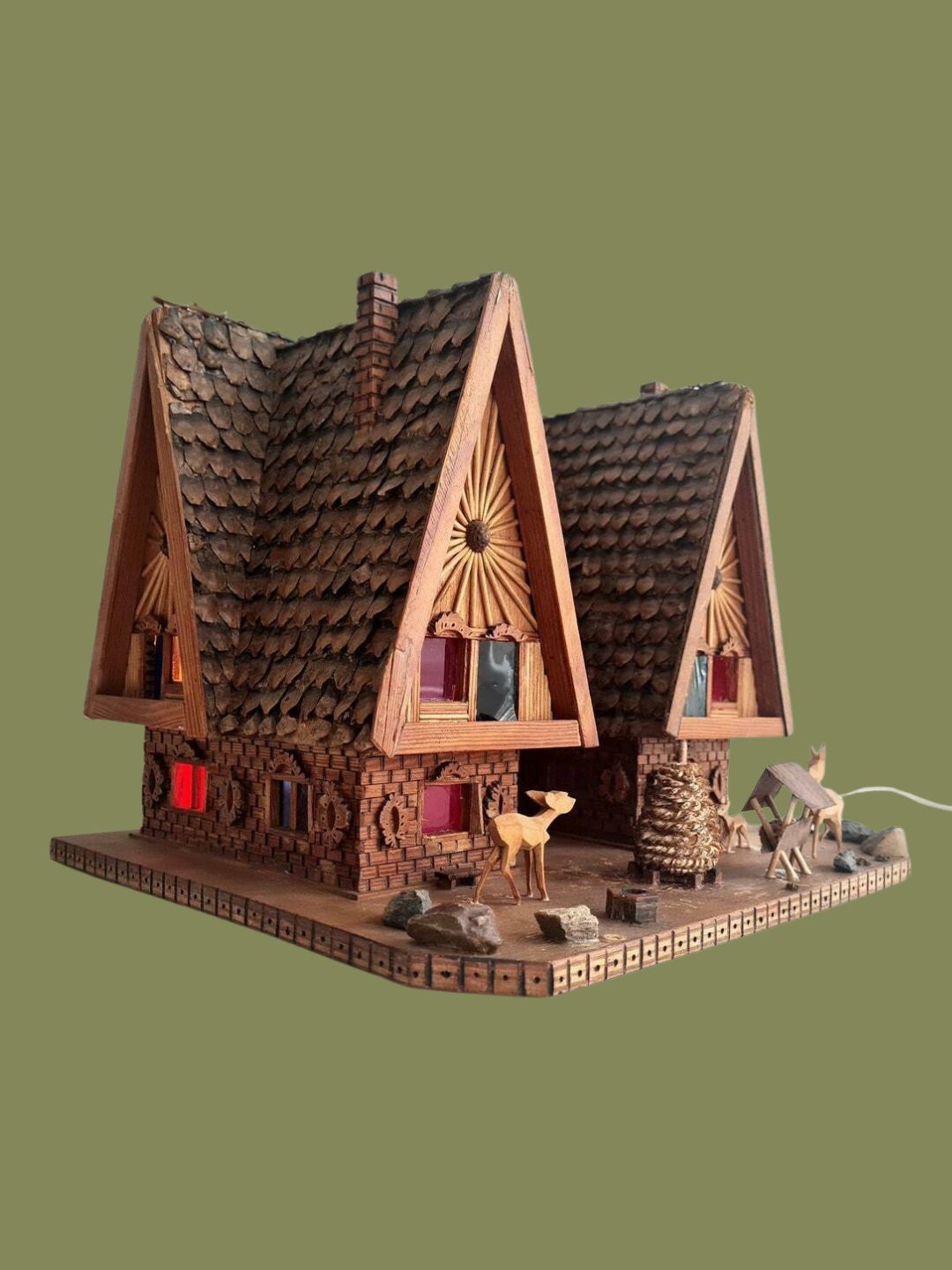 FunAntic, Vintage Hand-Carved Big Cottage With Lighting