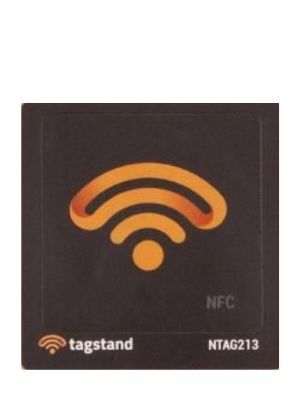 8 Black NFC Stickers NTAG213 on a white background