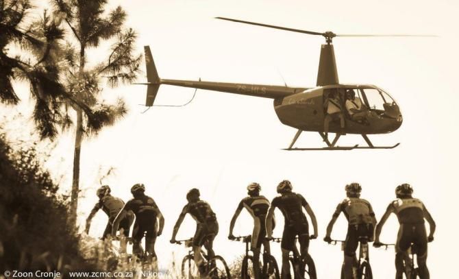 The leaders going up the Mamba climb