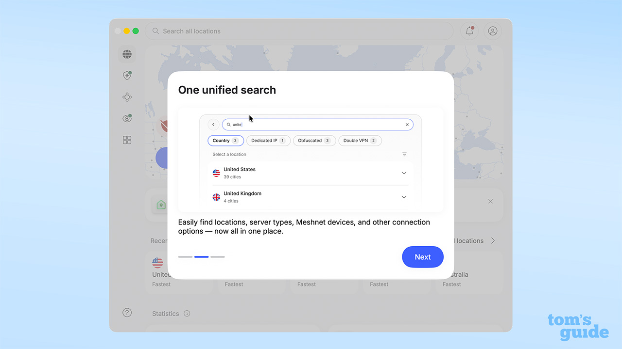 NordVPN's new UI on Mac