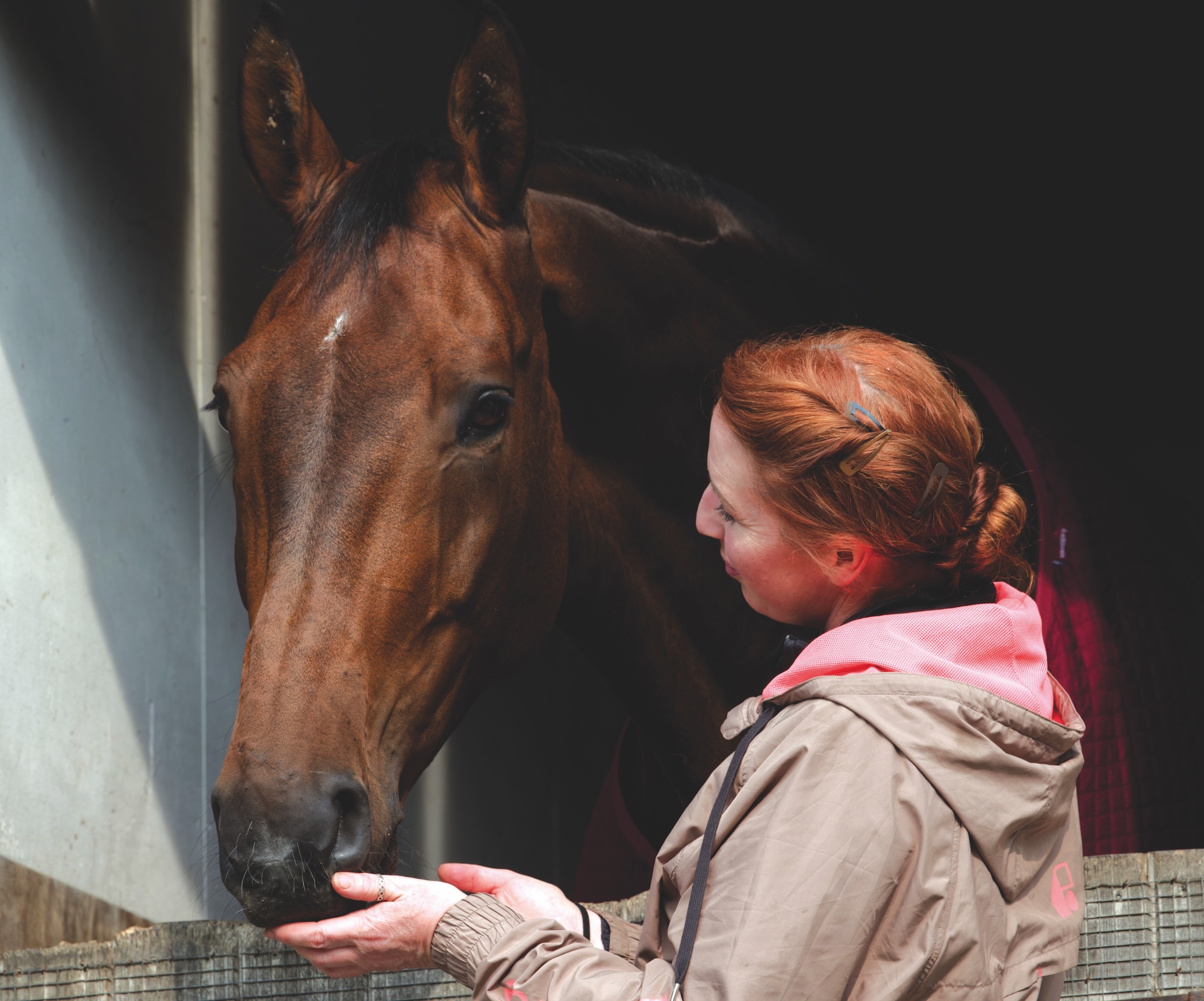 Jagerbomb in his stable with Becky Moody