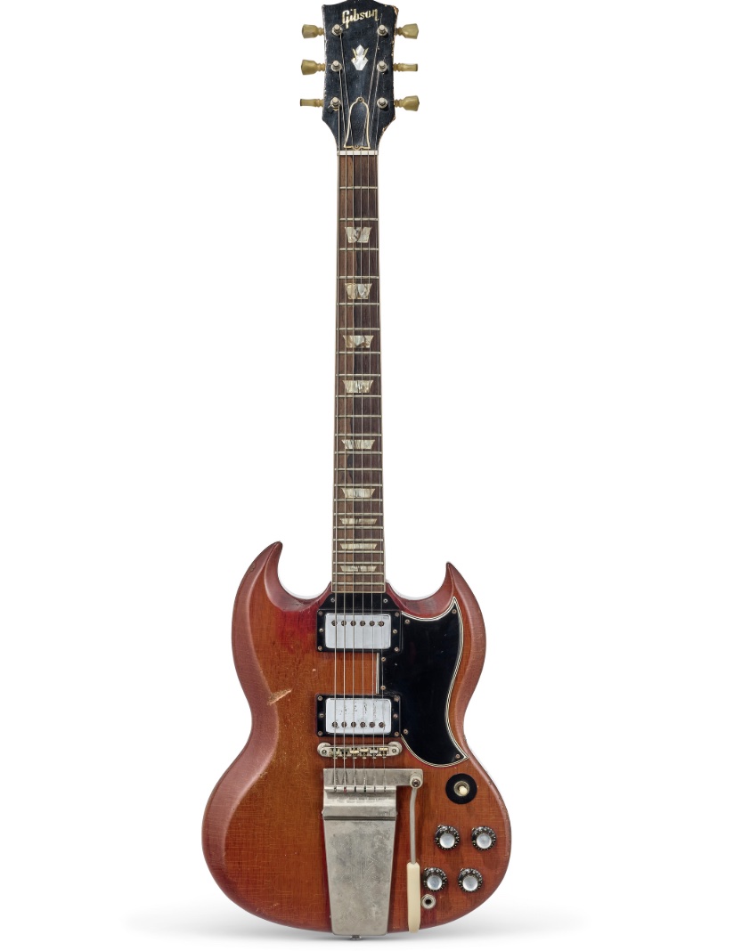 A vintage Gibson SG used extensively by George Harrison with the Beatles from the mid- to late-'60s