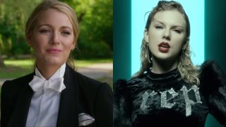 Blake Lively in A Simple Favor and Taylor Swift in Look What You Made Me Do music video