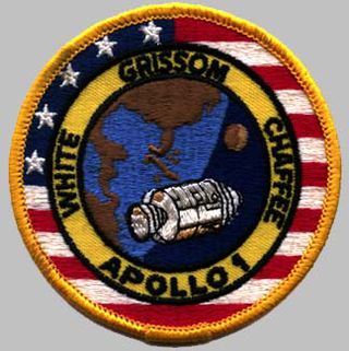 Known as "the patch that never flew," this mission patch was designed for the first Apollo astronauts. When the astronauts died in a test-launch fire, the patch was retired.