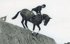 Marion Coakes (Mould) & Stroller competing in the 1967 Hickstead Derby.
