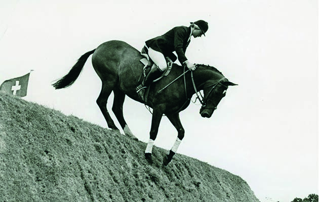 Marion Coakes (Mould) &amp;amp; Stroller competing in the 1967 Hickstead Derby.