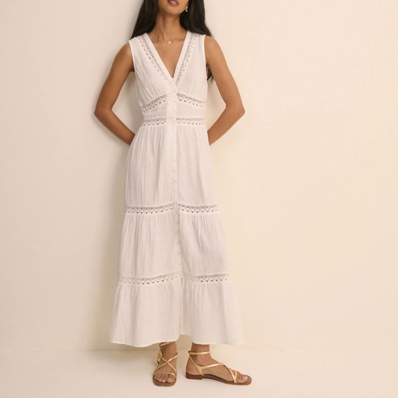 Nobody's Child , White Broderie Anglaise Wrena Midi Dress