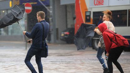 Stormy weather hits Blackpool as Hurricane Gonzalo reaches the UK