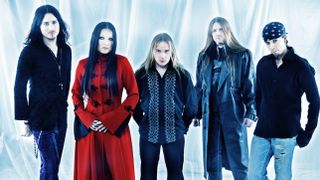 Tarja and her red coat with Nightwish in 2004