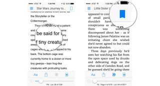 Bookmarking a page in the Kindle app
