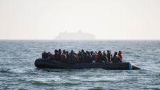 Migrants crossing the English channel in a small boat