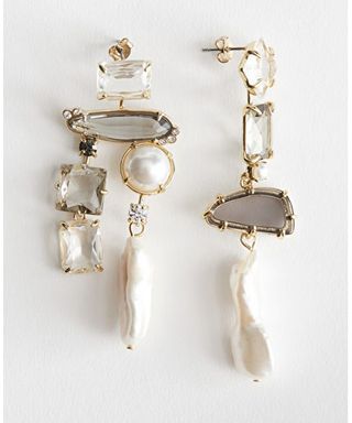 Rhinestone Pearl Hanging Earrings