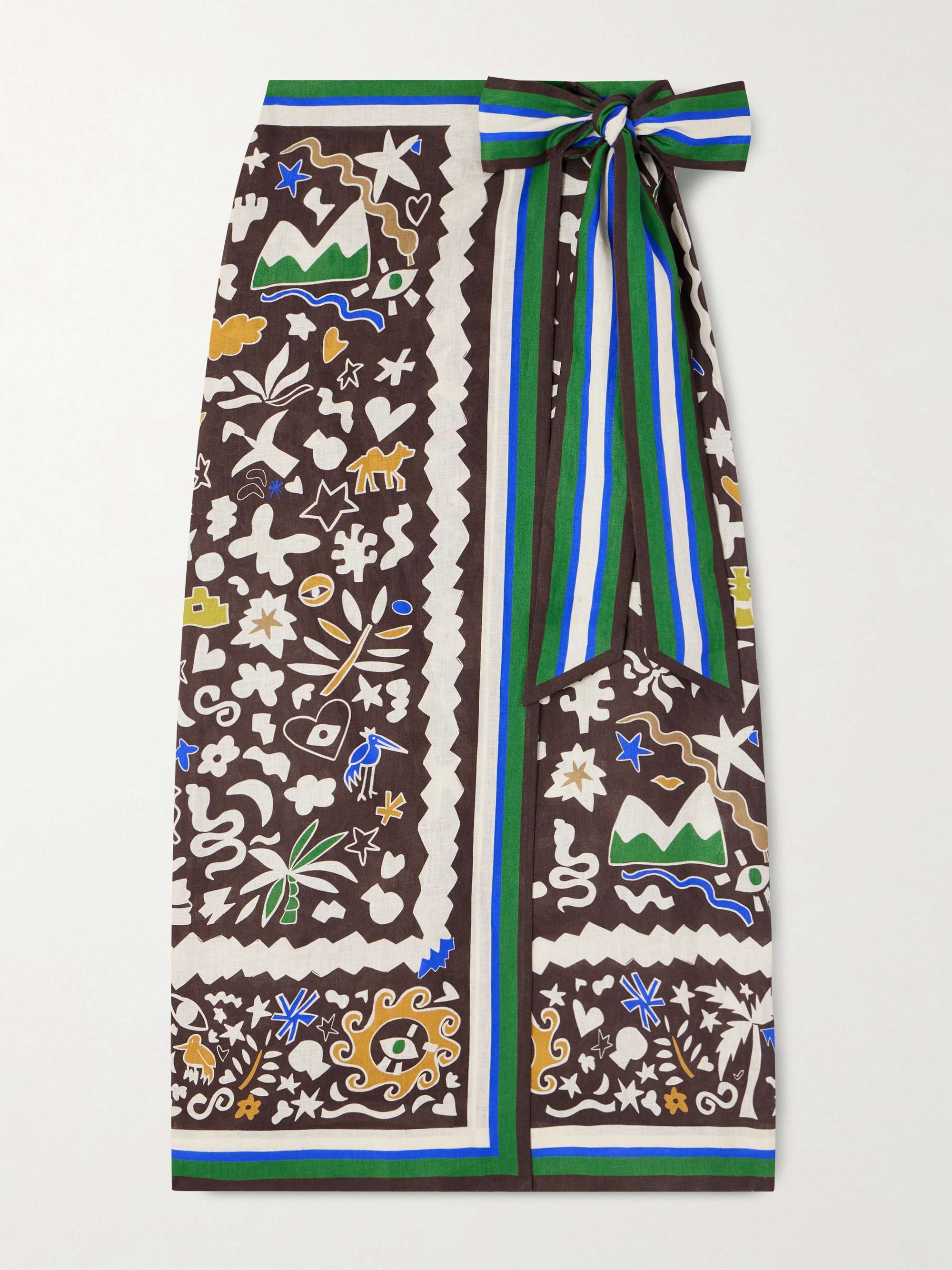 Maroc Printed Linen Wrap Skirt