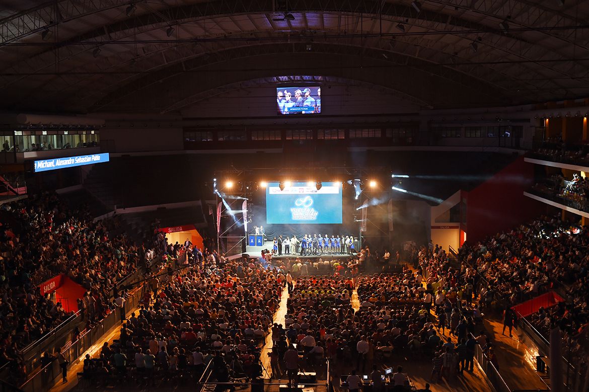 Big screens helped the crowd watch