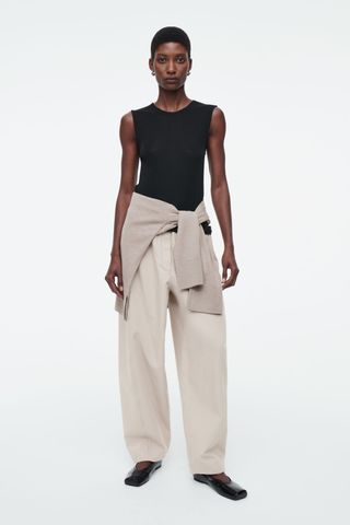 Barrel-Leg Cotton Trousers