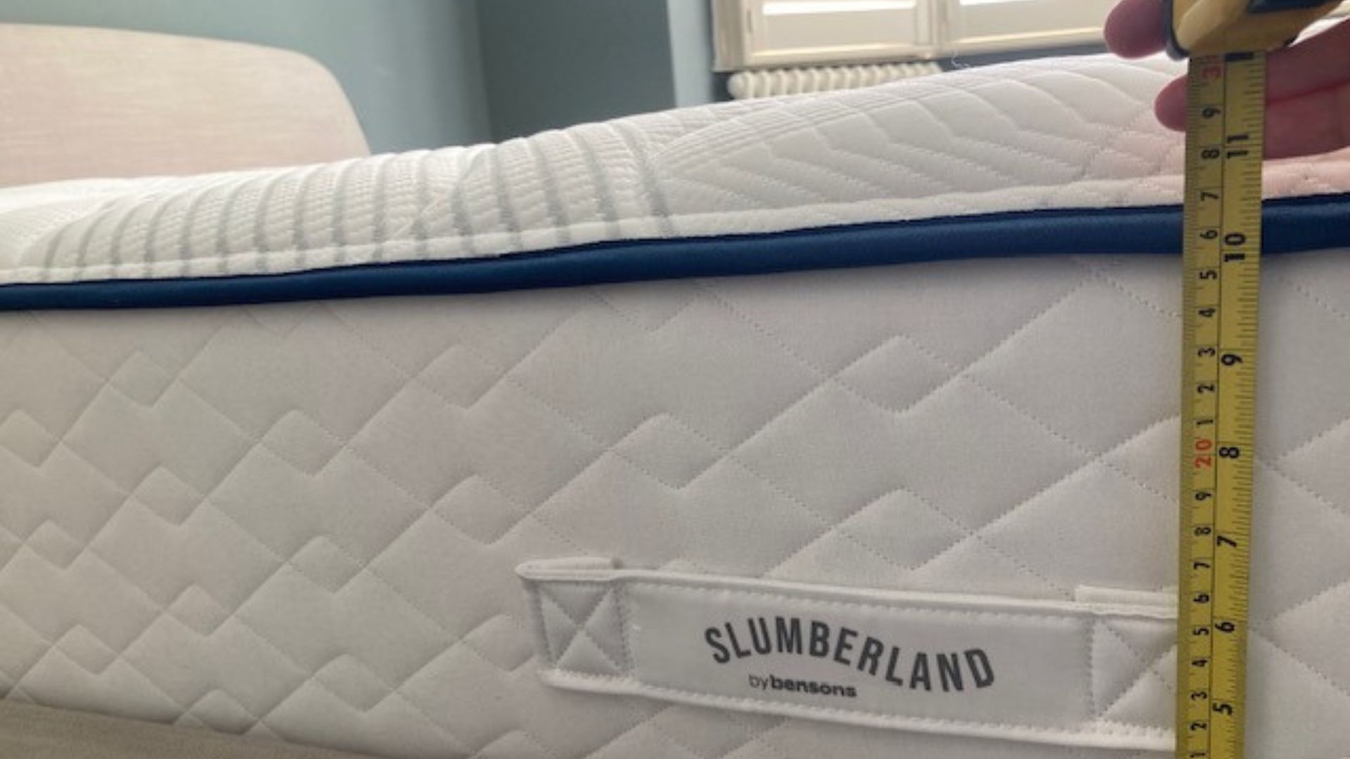 The Slumberland Duo 1400 2-in-1 Mattress in Linda Harrison's home being tested