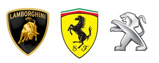 Lamborghini, Ferrari, Peugeot logo
