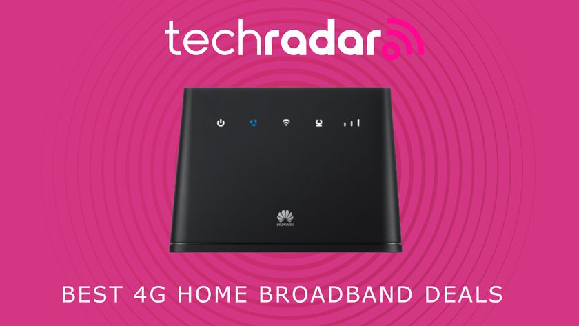 Huawei 4G Home broadband router on pink background with Best 4G Home Broadband deals text