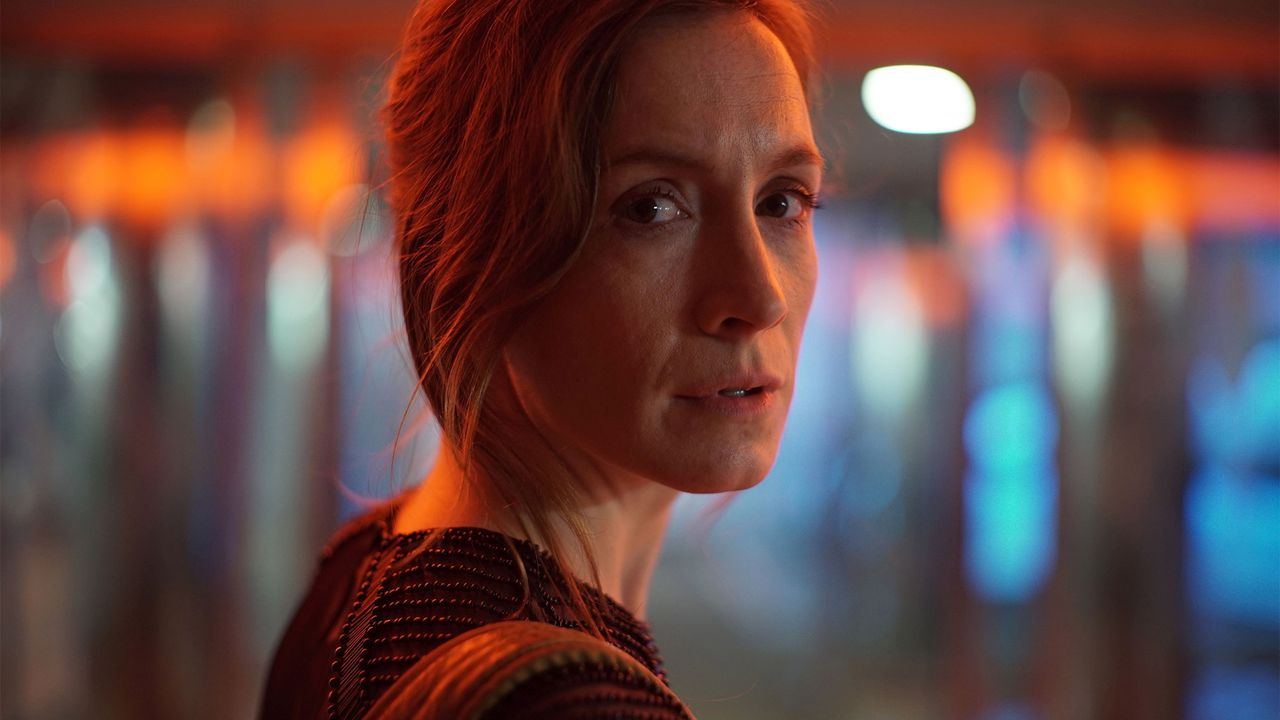 Still from the film "Aniara," featuring actor Emilie Jonsson.