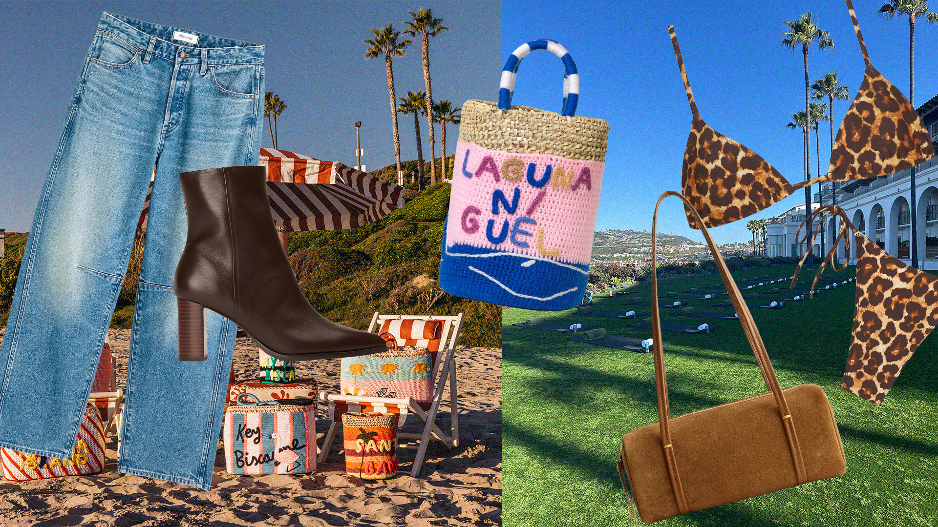 A collage featuring images from The Ritz-Carlton Laguna Niguel and clothing products. 