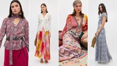 Four models wearing the Rixo x Liberty collection