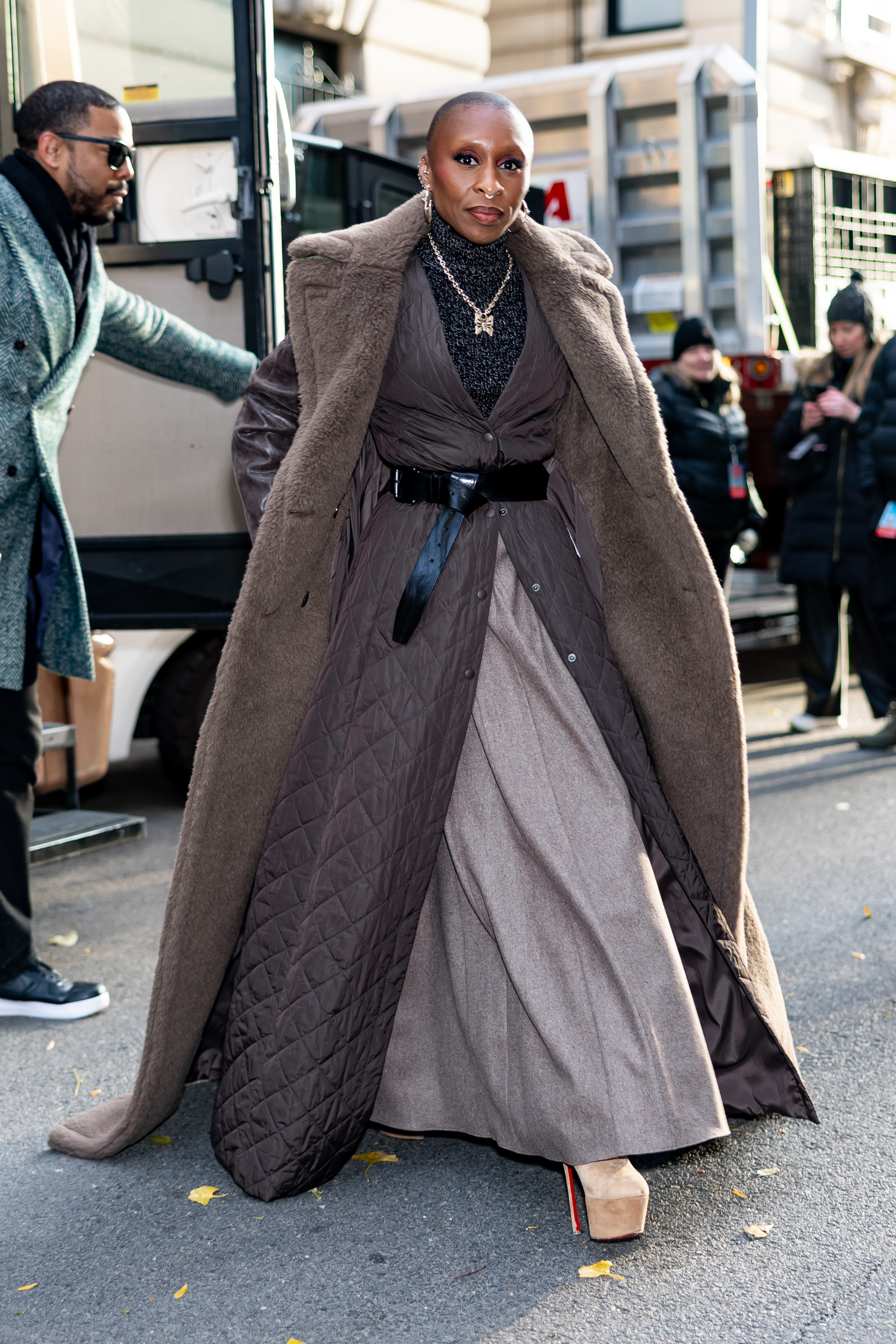 Cynthia Erivo is seen on the Upper West Side on November 27, 2025 in New York City.