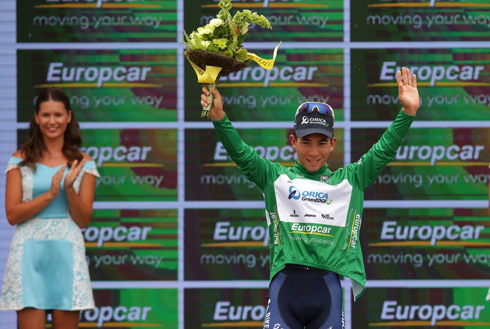 Caleb Ewan in the young rider jersey