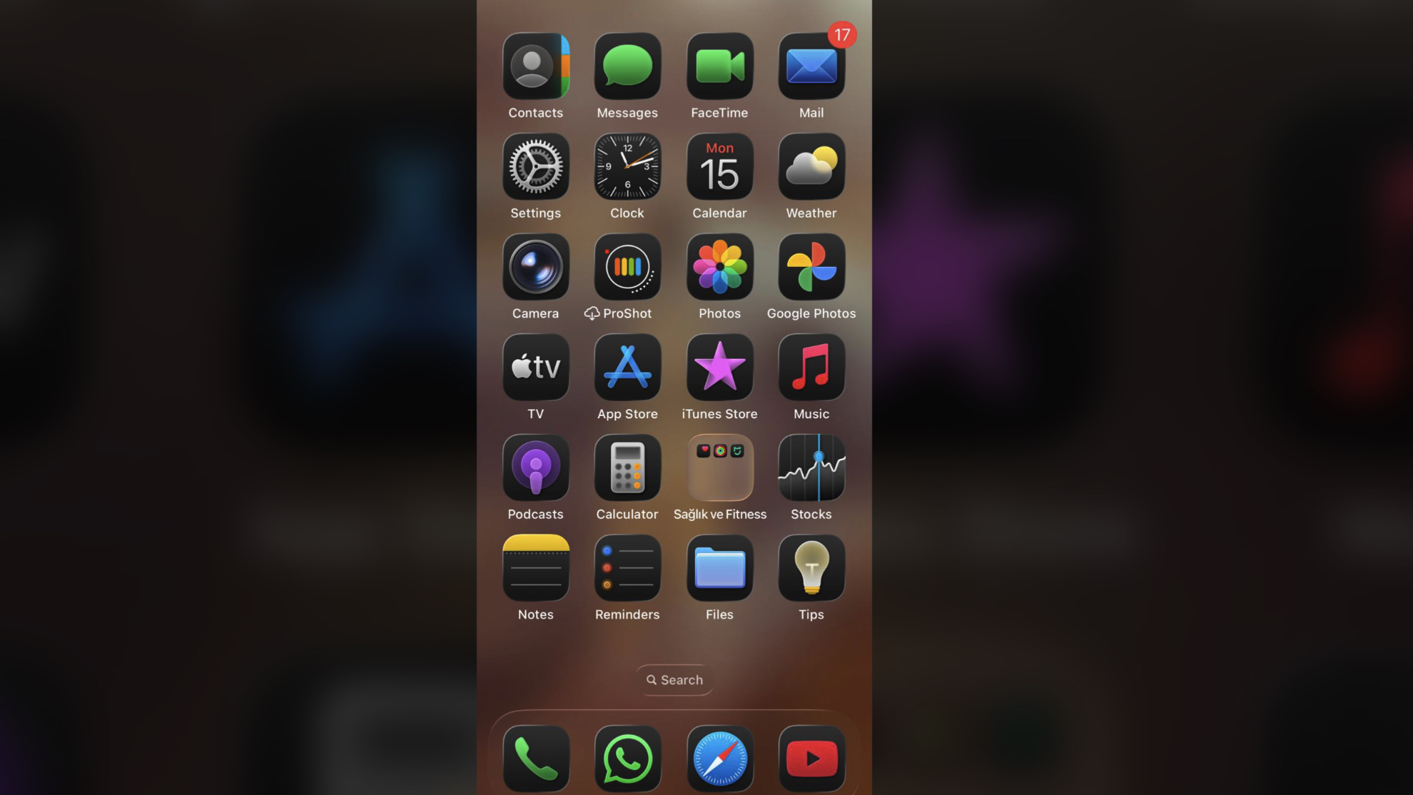 A screenshot of iOS 26 where icons appear tilted for some users