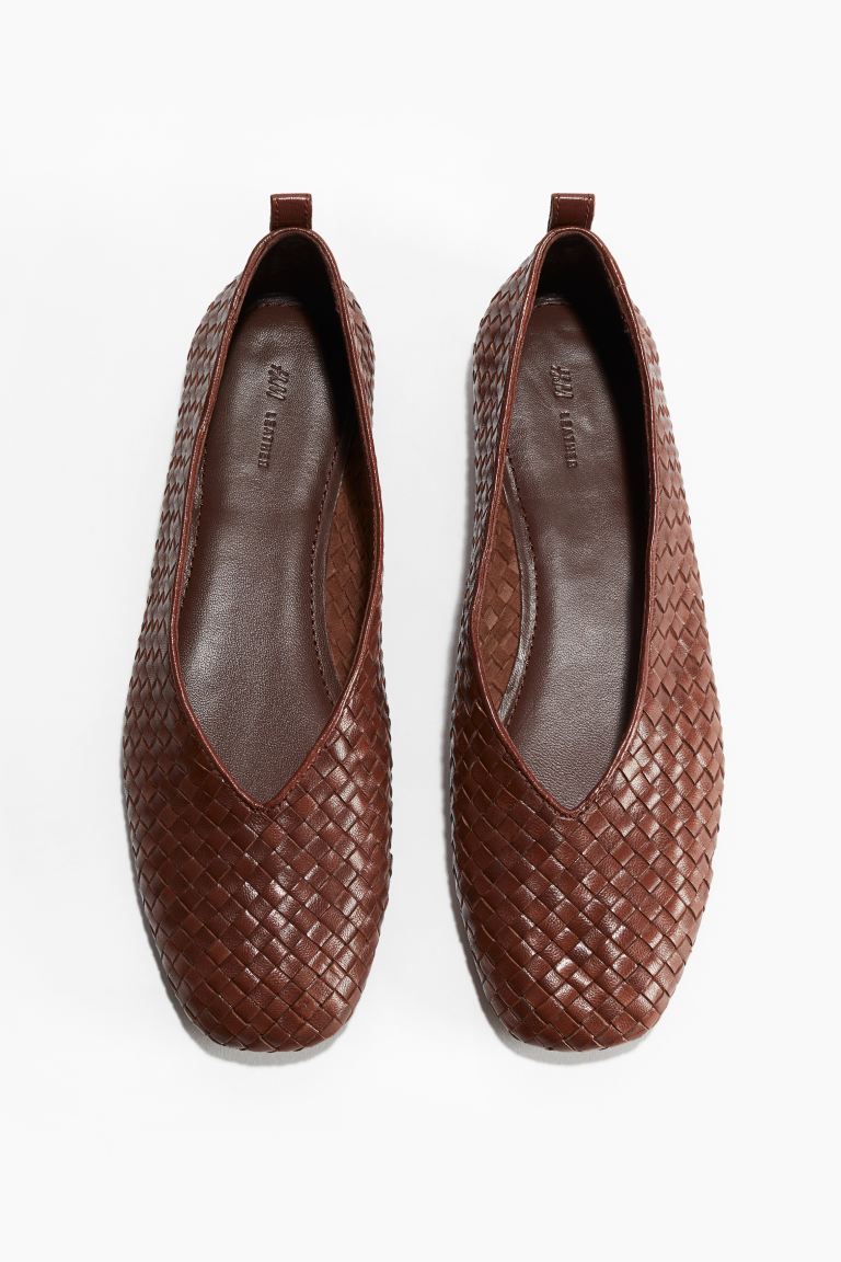 Braided Leather Ballet Pumps