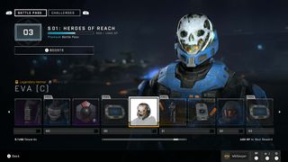 Halo Infinite season 1 heroes of reach battle pass level 90 reward eva c emile helmet