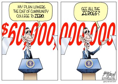 
Political cartoon U.S. Obama community college