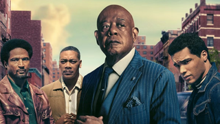Forest Whitaker, as Ellsworth 'Bumpy' Johnson is surrounded by a stellar cast in "Godfather of Harlem"including (from left) Elvis Nolasco as Nat Pettigrew, Erik LaRay Harvey as Del Chance and Rome Flynn as Frank Lucas