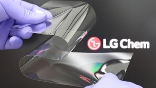 A photo showing LG Chem's Real Folding Window tech