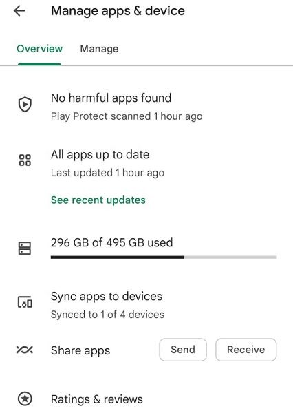 The appearance of the "sync apps across devices" option on the Play Store.