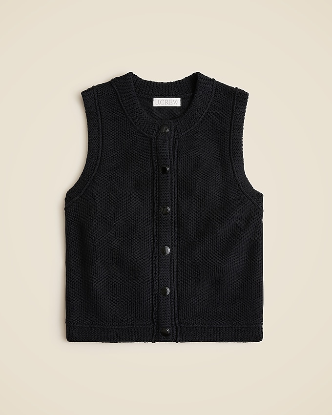 Cropped Button-Up Sweater Shell