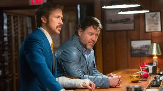 Ryan Gosling as Holland March and Russell Crowe as Jackson Healy in The Nice Guys