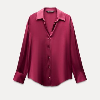 Zara Basic Fuchsia Satin Shirt