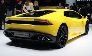 Yellow Lamborghini Huracán on display