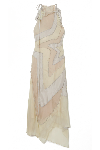 Asymmetric Paneled Silk-Habotai Maxi Dress