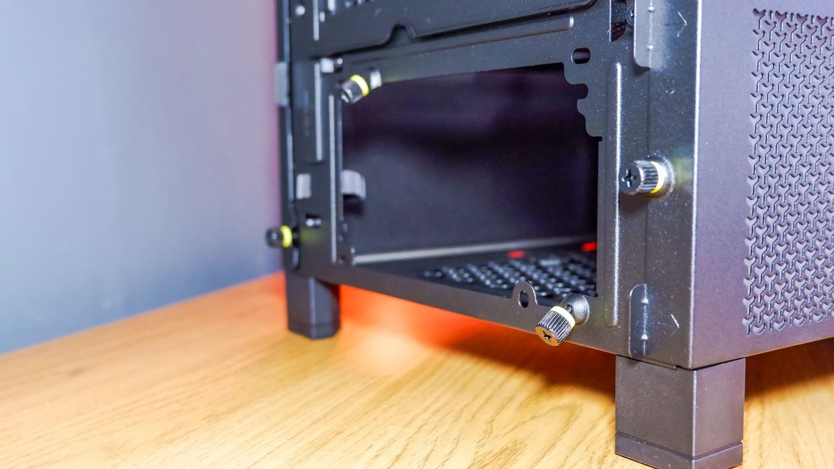A Corsair Frame 4000D case with various features designed for both Corsair's own iCUE ecosystem and for the benefit of system builders.