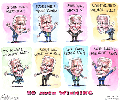 Political Cartoon U.S. Trump Biden winning&nbsp;