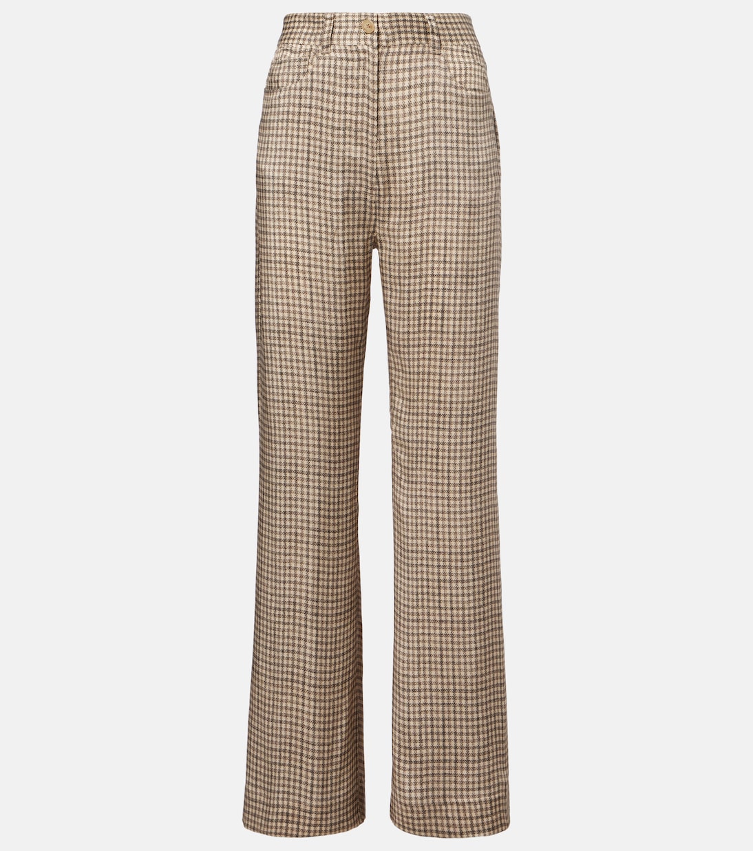 Poltana Checked Mid-Rise Wide-Leg Pants