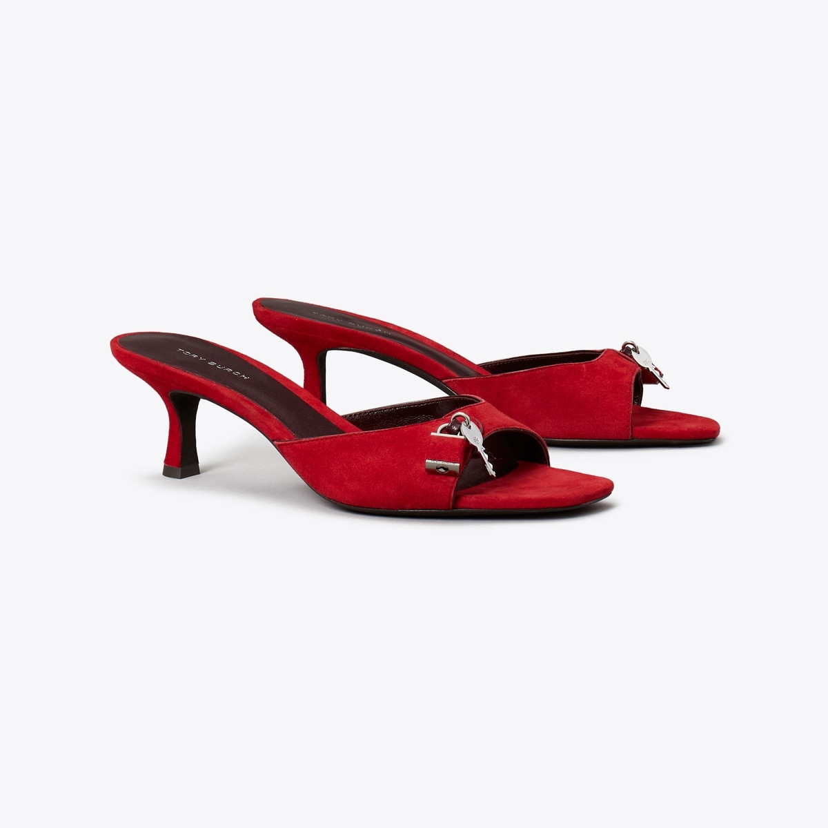 Lock Kitten Heel Sandal in Red, Size 9.5