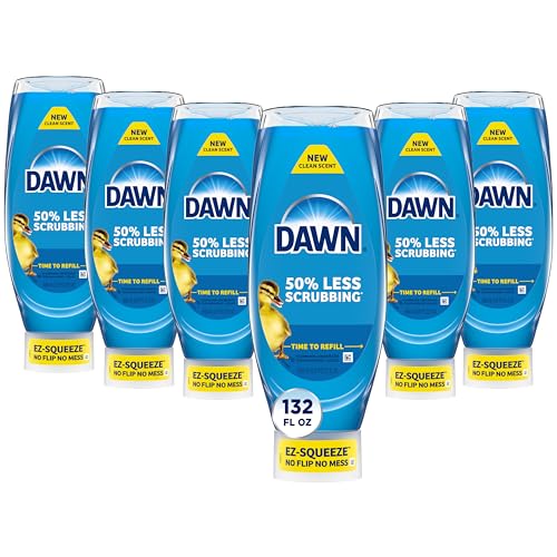 Dawn Ultra Ez-Squeeze Dish Soap Liquid, Dishwashing Liquid, Grease Removal, Upside Down Bottle, Original, 6x22 Fl Oz Bundle
