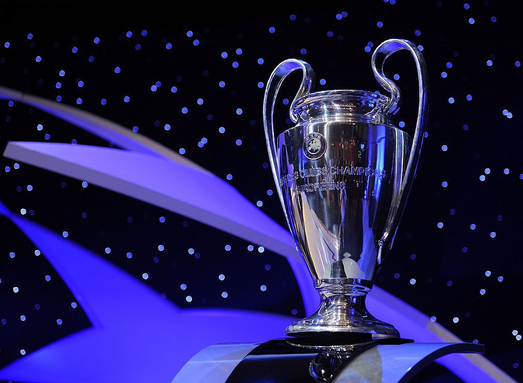 A general view of the UEFA Champions League trophy at the UEFA Champions League Draw for the 2008/2009 season at the Grimaldi Center on August 28, 2008 in Monte Carlo, Monaco.