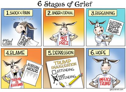 Political Cartoon U.S. Democrat Stages of Grief