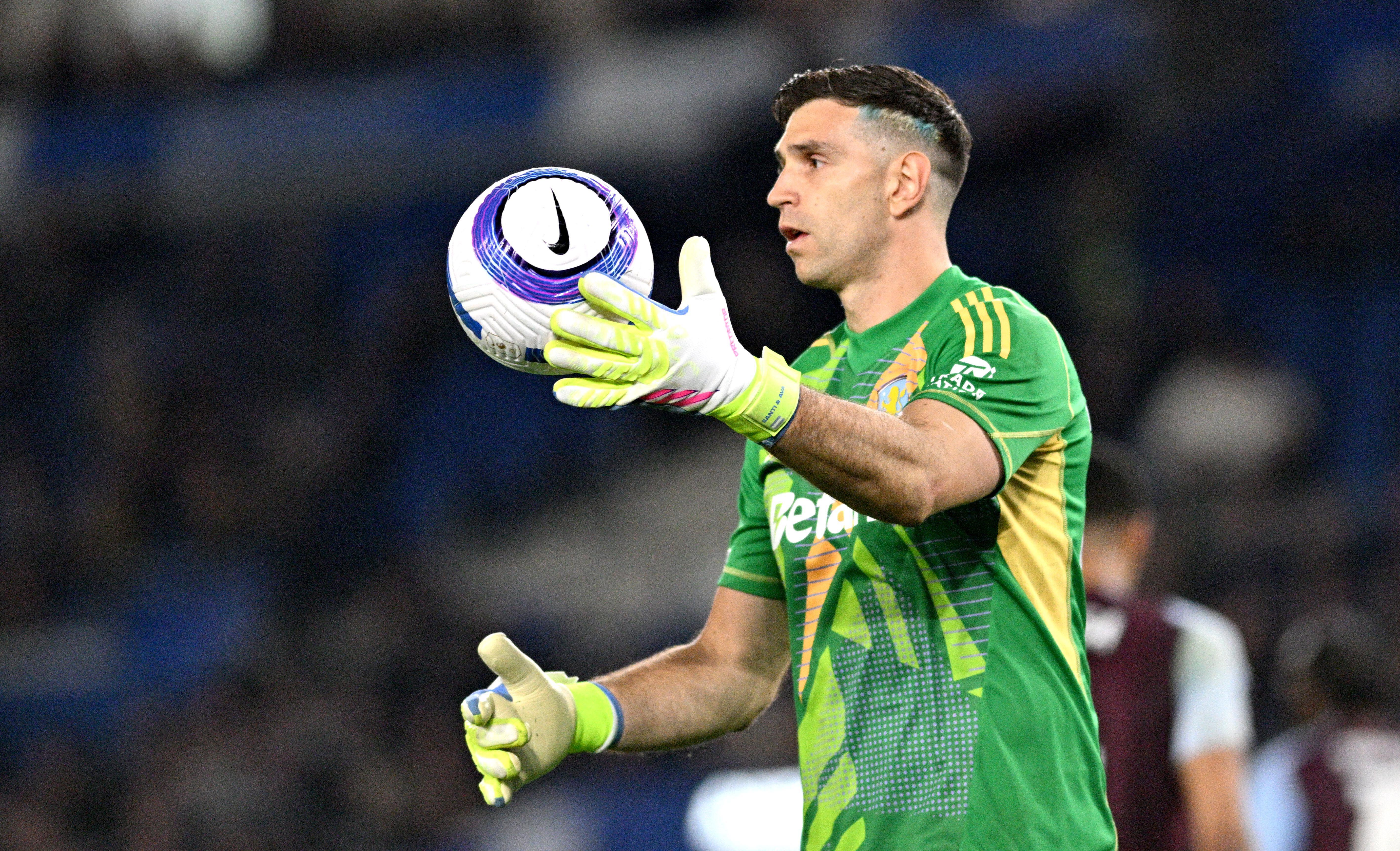 Aston Villa goalkeeper Emiliano Martinez, April 2025