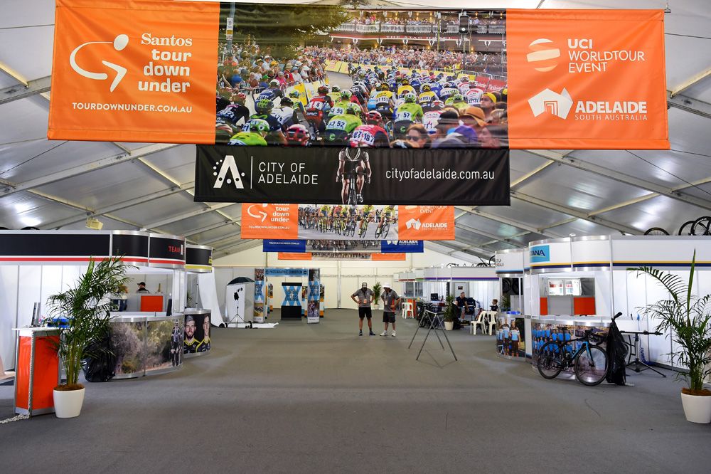 The massive marquee used by teams at the Tour Down Under