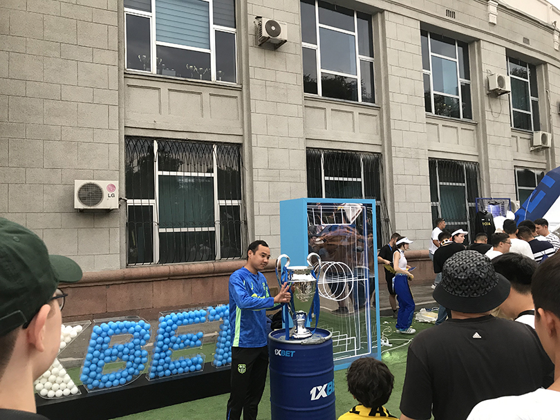The Champions League trophy at Kairat Almaty